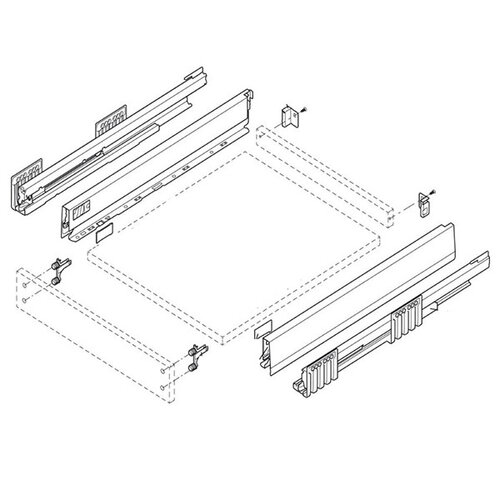 Blum Merivobox (N), inbouwhoogte 85,5 mm (zijwandhoogte 68,5 mm)