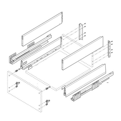 Blum Merivobox met boxcap (E), inbouwhoogte 209 mm (zijwandhoogte 192 mm)