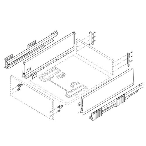 Blum Merivobox TOB (K), inbouwhoogte 146 mm (zijwandhoogte 129 mm)
