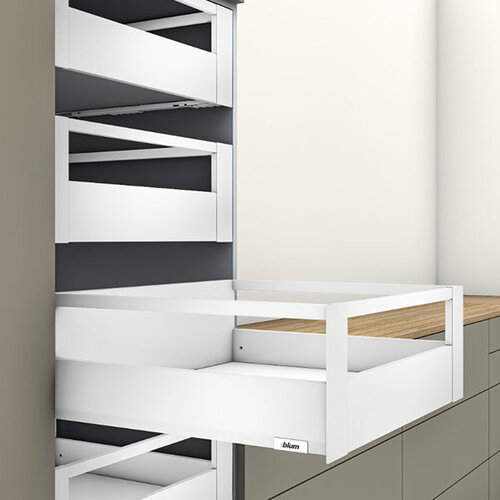 Blum MERIVOBOX, binnenlade, inbouwhoogte 209mm (E/Z) met reling 
